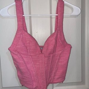 Zara Pink Textured Crop Bustier Top